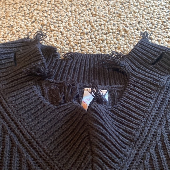 Malibu Sugar Black Distressed Sweater Size Small in EUC - Picture 3 of 7